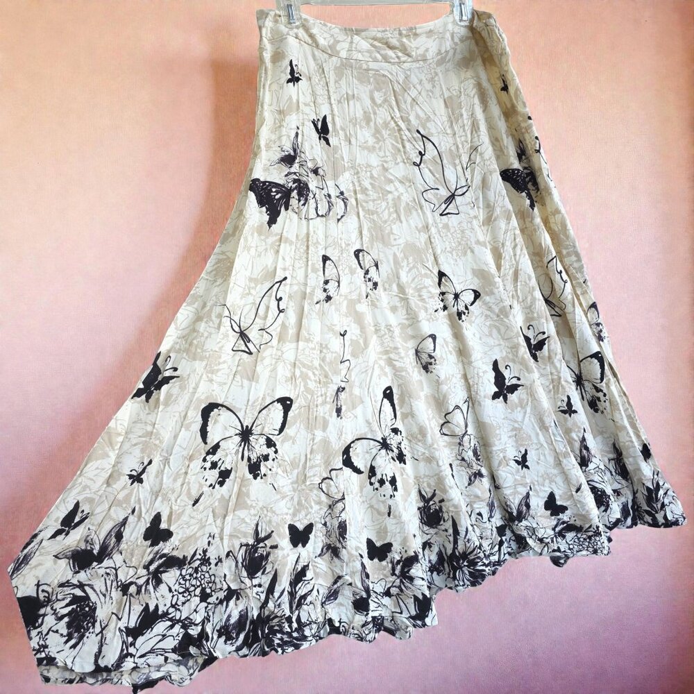 Soft Surroundings lightweight flowing maxi skirt with butterflies